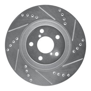 Scion FR-S Brake Rotor (1) - Front Right - R1 Concepts - Drilled & Slotted - Silver - `04-`25
